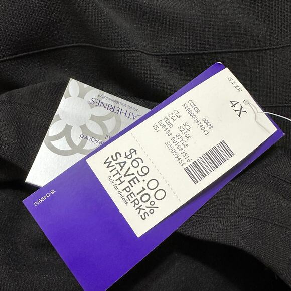 Catherines Curvy Collection Midi Skirt 4X Solid Black Career‎ Work Office New - Picture 7 of 7